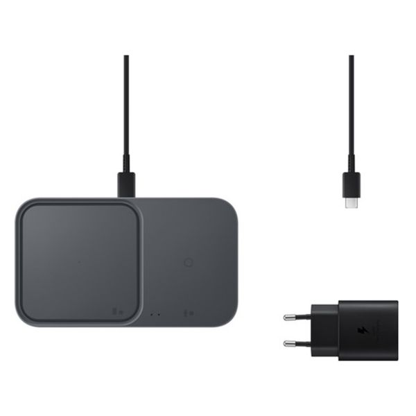 Samsung ﻿Wireless Charger Duo - Chargeur sans fil - Avec adaptateur et câble de charge - 15 Watt - Noir