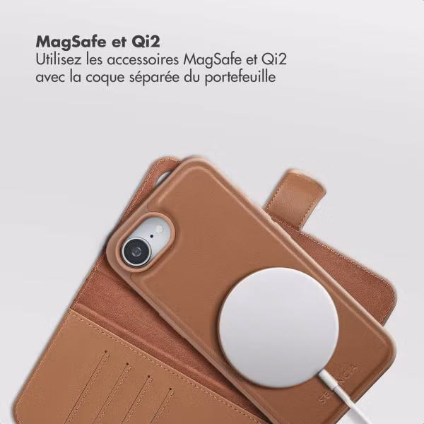 Selencia Étui portefeuille amovible Olyn avec MagSafe Apple iPhone 16e - Marron