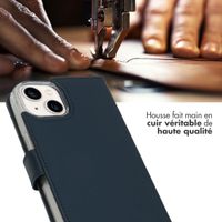 Selencia Étui portefeuille en cuir véritable Apple iPhone 14 - Bleu
