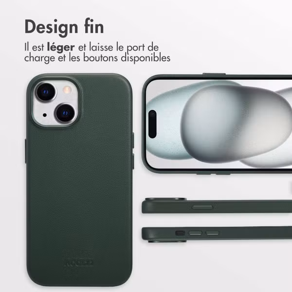 Accezz Coque arrière en cuir avec MagSafe Apple iPhone 15 - Cedar Green