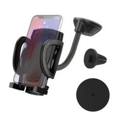Scosche Support de téléphone StuckUp™ 4-in-1 pour voiture - Universel - Tableau de bord / Pare-brise / Grille de ventilation / Porte-gobelet - Noir