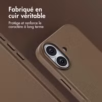 Accezz Coque arrière en cuir avec MagSafe Apple iPhone 17 - Marron café