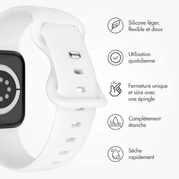 imoshion Bracelet en silicone⁺ Apple Watch Series 1 t/m 9 / SE (38/40/41 mm) | Series 10 / 11 (42 mm) - Taille S/M - Blanc