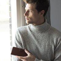 Selencia Étui portefeuille en cuir véritable Samsung Galaxy S21 - Marron