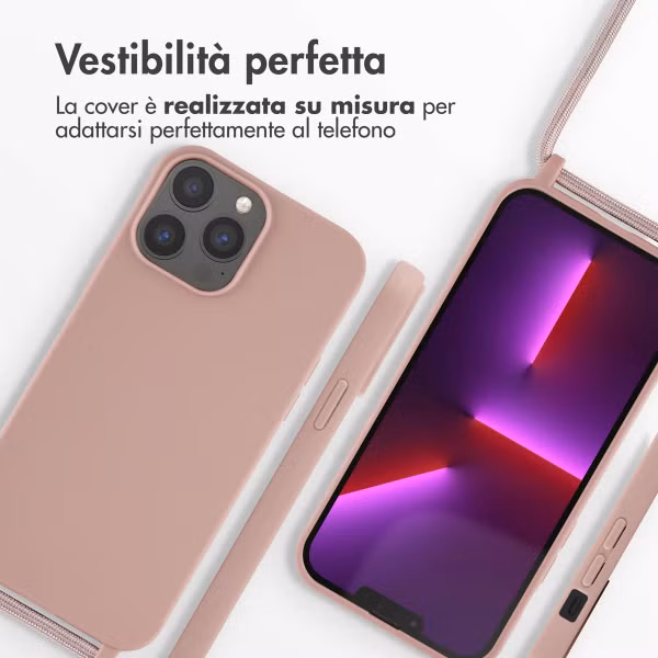 imoshion Coque en silicone avec cordon Apple iPhone 13 Pro Max - Sand Pink