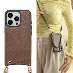 Selencia Coque de télephone Nova avec cordon et porte-cartes Apple iPhone 16 Pro - Mocha Brown