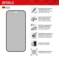 Displex Protection d'écran en verre trempé Privacy Apple iPhone 15 / 15 Pro / 16