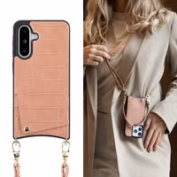 Selencia Coque de télephone Nova Croco avec cordon et porte-cartes Samsung Galaxy A36 / A56 - Old Pink