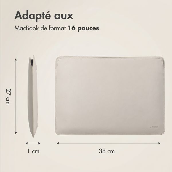 Accezz Leather Pochette ordinateur le Apple MacBook 16 pouces - Beige