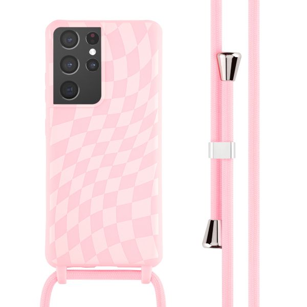 imoshion Coque design en silicone avec cordon Samsung Galaxy S21 Ultra - Retro Pink