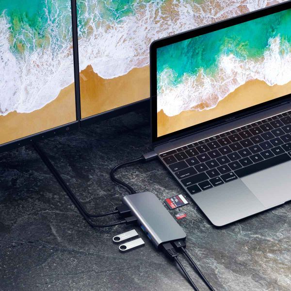 Satechi Adaptateur multimédia USB-C | Adaptateur multiport pour ordinateur portable - Gris sidéral