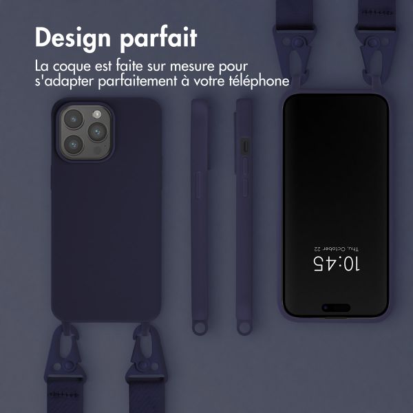 Selencia Coque silicone avec cordon amovible Apple iPhone 15 Pro Max - Bleu foncé