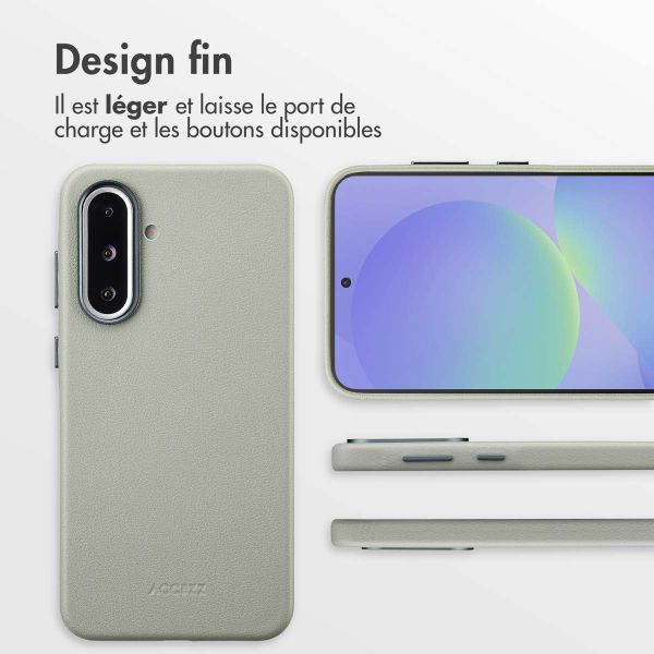 Accezz Coque arrière en cuir avec MagSafe Samsung Galaxy A36 / A56 - Light Grey