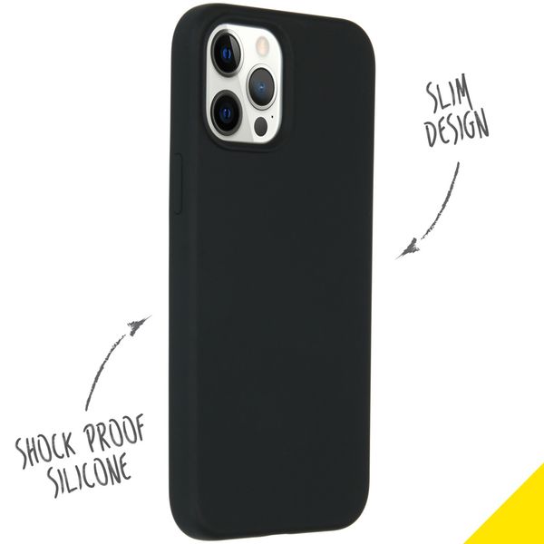 Accezz Coque Liquid Silicone iPhone 12 Pro Max - Noir