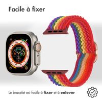 imoshion Bande élastique en nylon Apple Watch Series 1-10 / SE / Ultra (2) - 42/44/45/46/49 mm - ﻿Rainbow