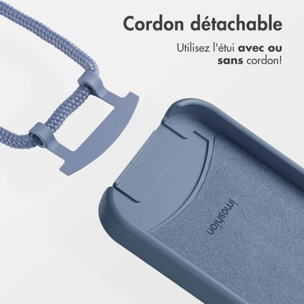 imoshion Coque arrière Color avec cordon amovible et MagSafe Apple iPhone 15 Pro - Ash Blue