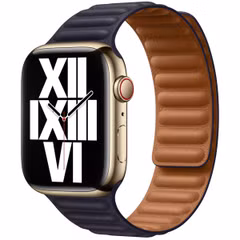 Apple Bracelet Leather Link Apple Watch Series 1 t/m 11 / SE / Ultra (44/45/46/49 mm) - Taille M/L - Ink