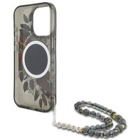 Guess MagSafe IML Flowers Case avec beads strap iPhone 15 Pro Max - Black