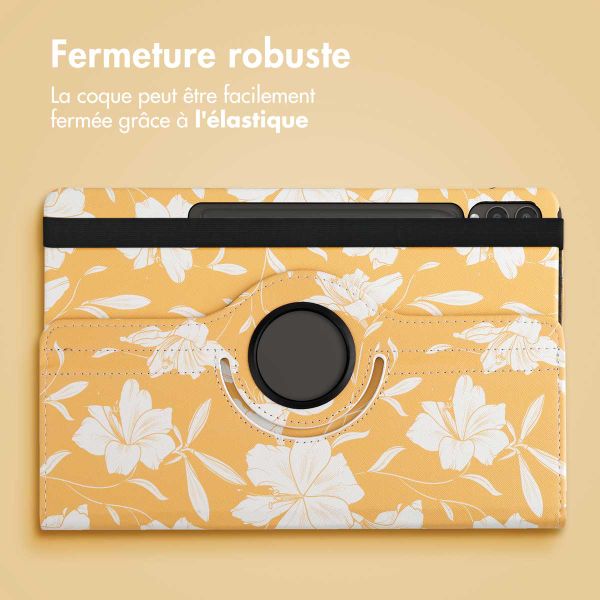 imoshion Coque tablette Design rotatif à 360° Samsung Galaxy Tab S10 Plus / Tab S9 FE Plus / Tab S9 Plus - Yellow Flowers