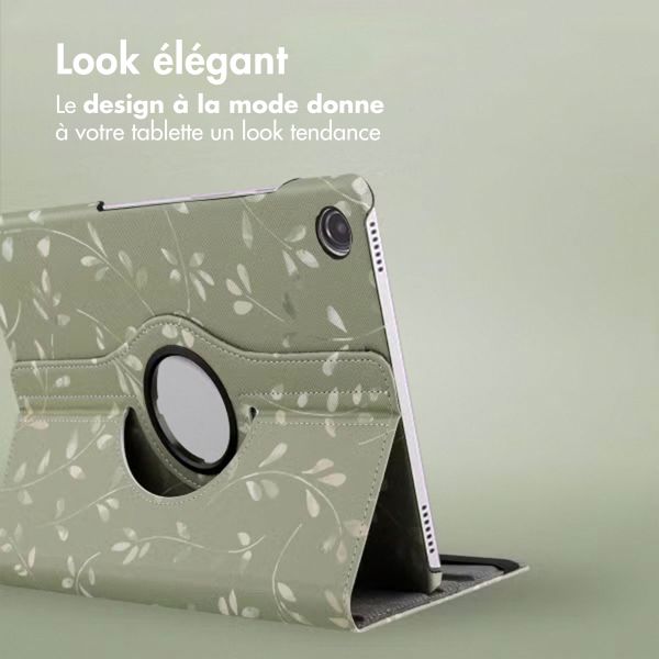 imoshion Coque tablette Design rotatif à 360° Samsung Galaxy Tab A9 Plus - Green Flowers