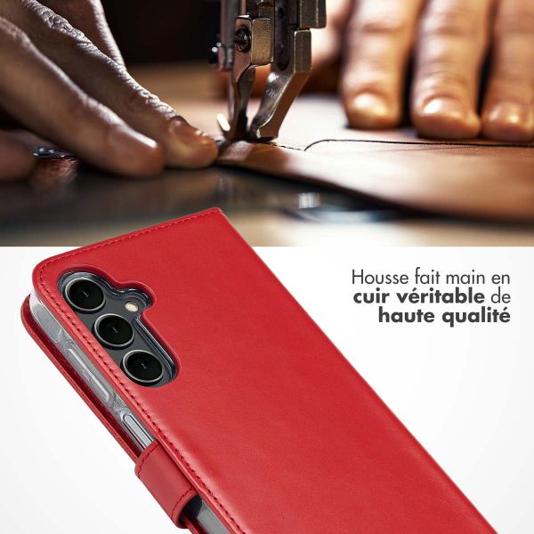 Selencia Étui portefeuille en cuir véritable Samsung Galaxy A16 - Rouge