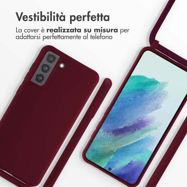 imoshion Coque en silicone avec cordon Samsung Galaxy S21 FE - Rouge foncé