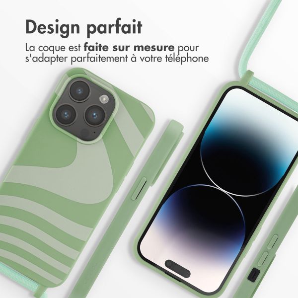 imoshion Coque design en silicone avec cordon Apple iPhone 14 Pro - Retro Green