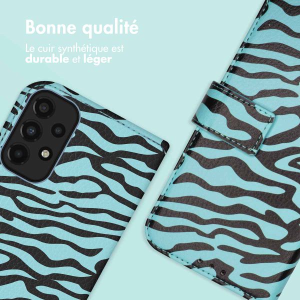 imoshion Étui de télephone portefeuille Design Samsung Galaxy A33 - Black Blue Stripes