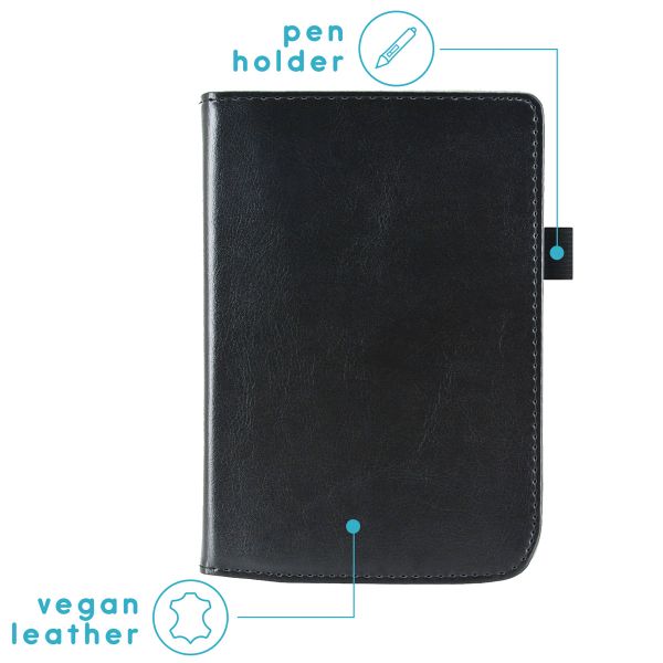 imoshion Étui de liseuse portefeuille en cuir végan Pocketbook Touch Lux 5 / HD 3 / Basic Lux 4 / Vivlio Lux 5 - Noir