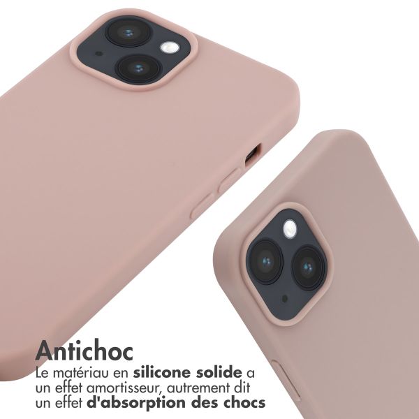 imoshion ﻿Coque en silicone avec cordon Apple iPhone 14 - Sand Pink