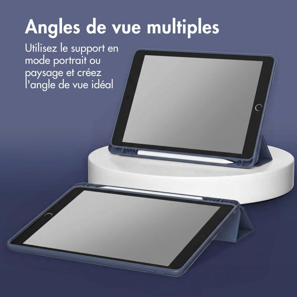 Accezz Coque tablette portefeuille Smart Silicone Apple iPad 9 (2021) 10.2 pouces / iPad 8 (2020) 10.2 pouces / iPad 7 (2019) 10.2 pouces - Bleu foncé