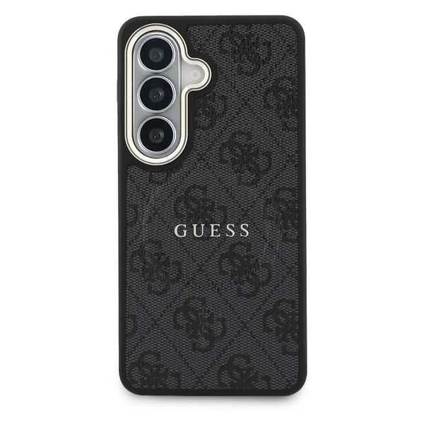 Guess Coque arrière en cuir 4G avec MagSafe Samsung Galaxy S26 - Gold Edge - Black