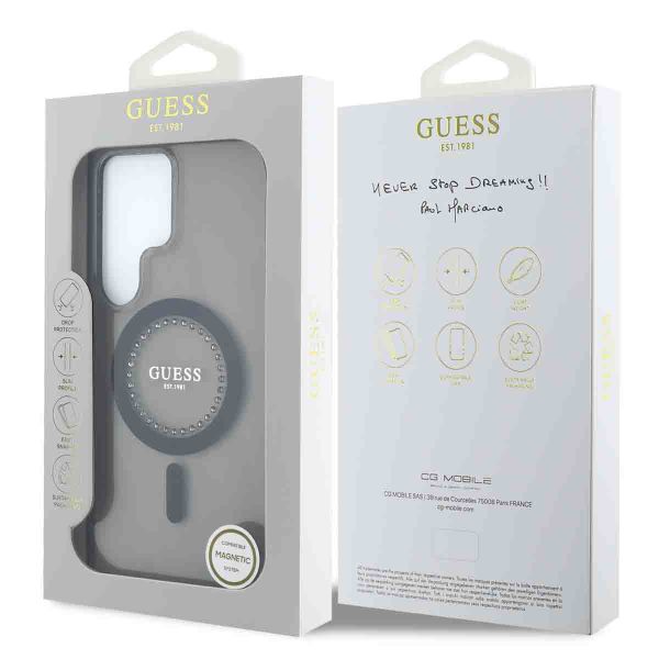 Guess Coque MagSafe IML avec strass Samsung Galaxy S25 Ultra - Noir