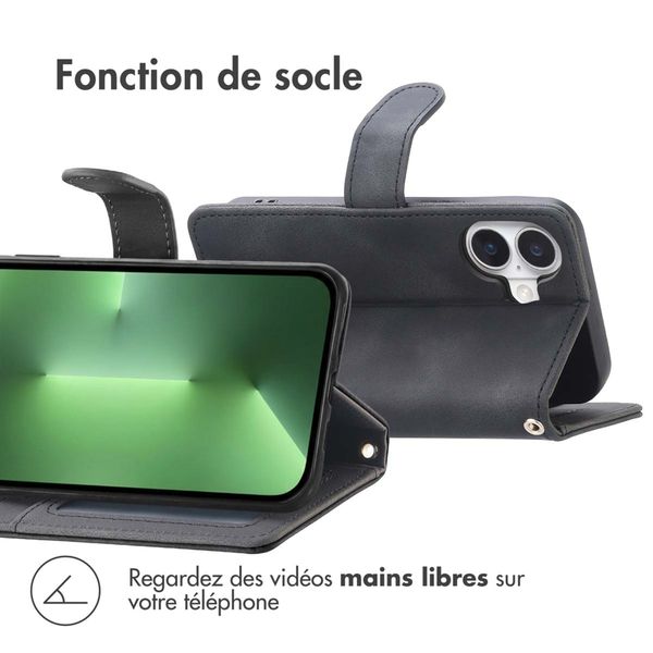 imoshion Etui de télephone portefeuille avec cordon Apple iPhone 16 - Noir