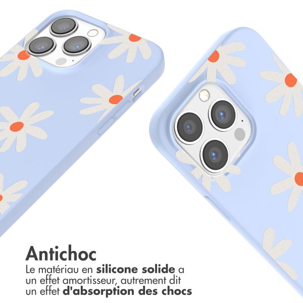 imoshion Coque design en silicone avec cordon Apple iPhone 13 Pro Max - Lila Flower Distance