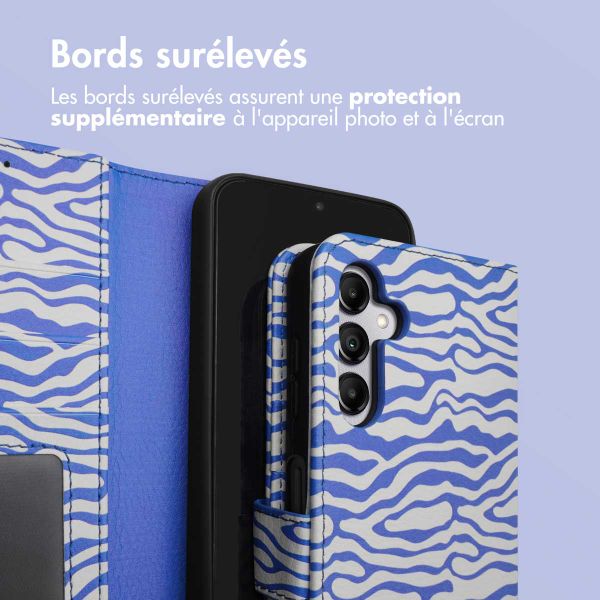imoshion Étui de télephone portefeuille Design Samsung Galaxy A14 (5G/4G) - White Blue Stripes