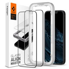 Spigen Protection d'écran en verre trempé AlignMaster Cover 2 Pack Apple iPhone 13 / 13 Pro - Noir