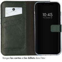 Selencia Étui portefeuille en cuir véritable Apple iPhone 14 - Vert