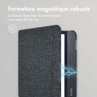 imoshion Étui de liseuse portefeuille Canvas Sleepcover avec support Kobo Libra H2O - Glitter Noir