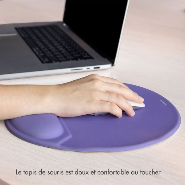 imoshion Tapis de souris ergonomique - Tapis de souris avec repose-poignet - 30 x 25 cm - Lilas