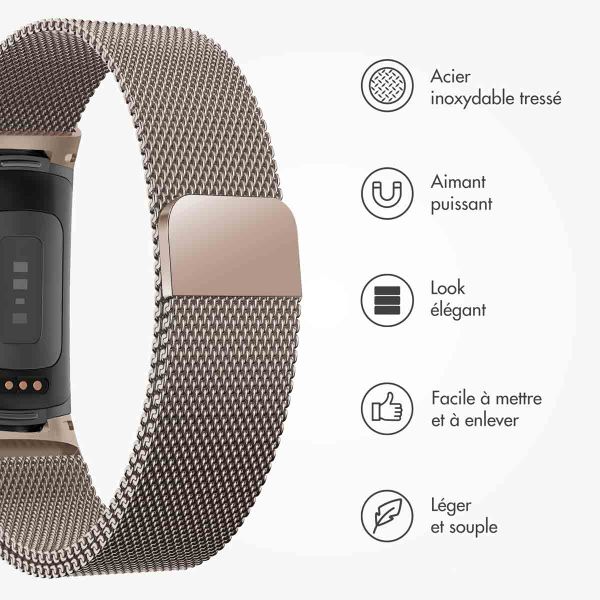 imoshion Bracelet magnétique milanais Fitbit Charge 5 - Taille M - Champagne