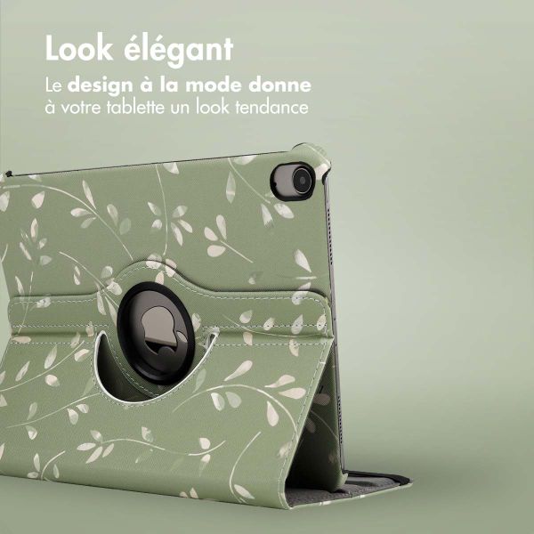 imoshion Coque tablette Design rotatif à 360° Apple iPad Air 5 (2022) / Air 4 (2020) - Green Flowers
