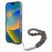 Guess MagSafe IML Flowers Case avec beads strap Apple iPhone 16 - Noir