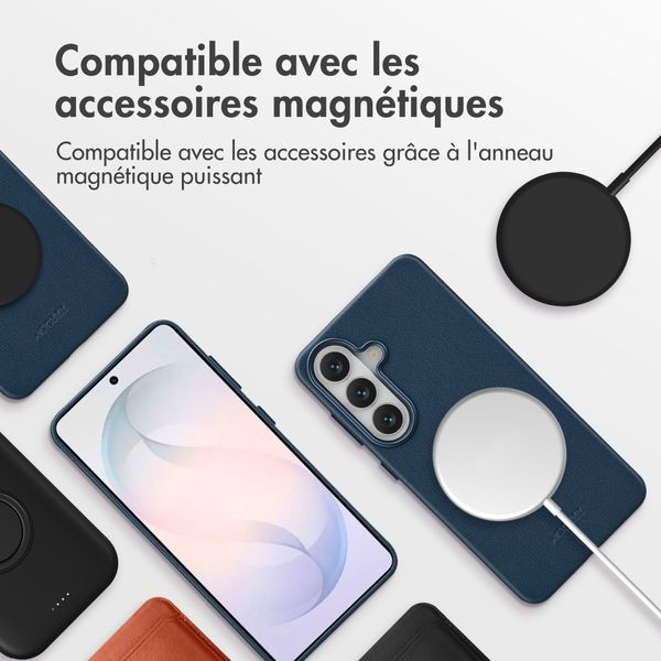 Accezz Coque arrière en cuir avec MagSafe Samsung Galaxy S26 - Nightfall Blue