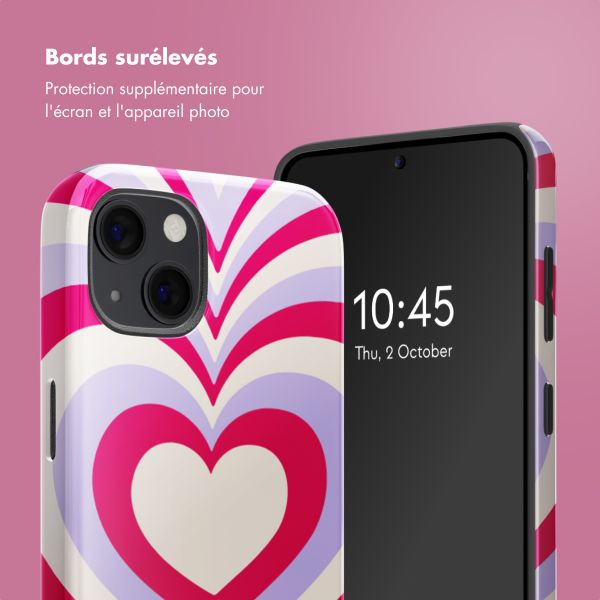 Selencia Coque arrière Vivid Tough avec MagSafe iPhone 13 - Double Hearts Rubine Red Lilac