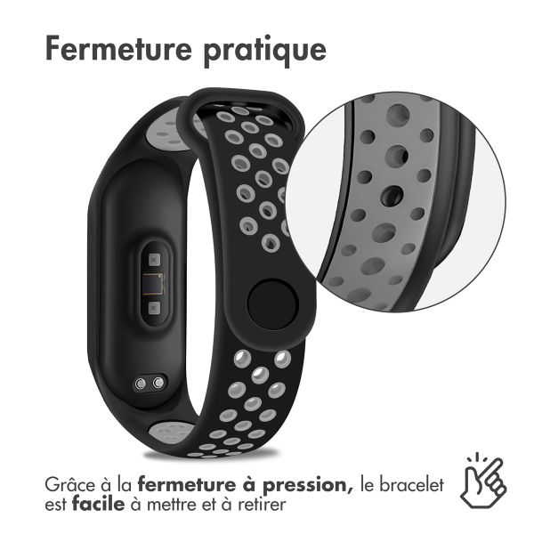 imoshion Bracelet sportif en silicone Xiaomi Mi Band 3 / 4 - Noir / Gris