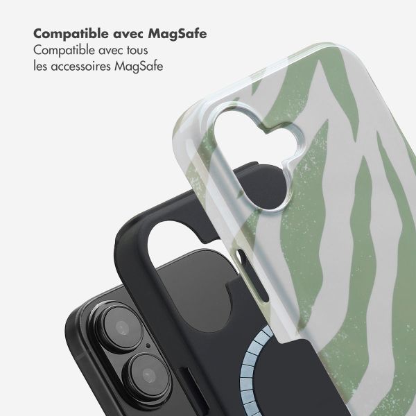 Selencia Coque arrière Vivid Tough avec MagSafe iPhone 16 - Colorful Zebra Sage Green