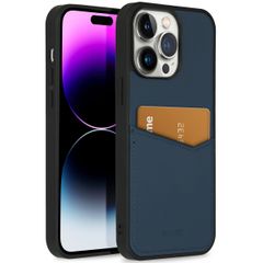 Accezz ﻿Coque en cuir de qualité supérieure avec fentes pour cartes iPhone 14 Pro Max - Bleu foncé