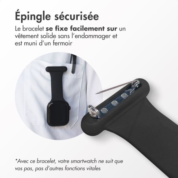 imoshion Bracelet infirmier en silicone Apple Watch Series 1 t/m 9 / SE (38/40/41 mm) | Series 10 / 11 (42 mm) - Noir