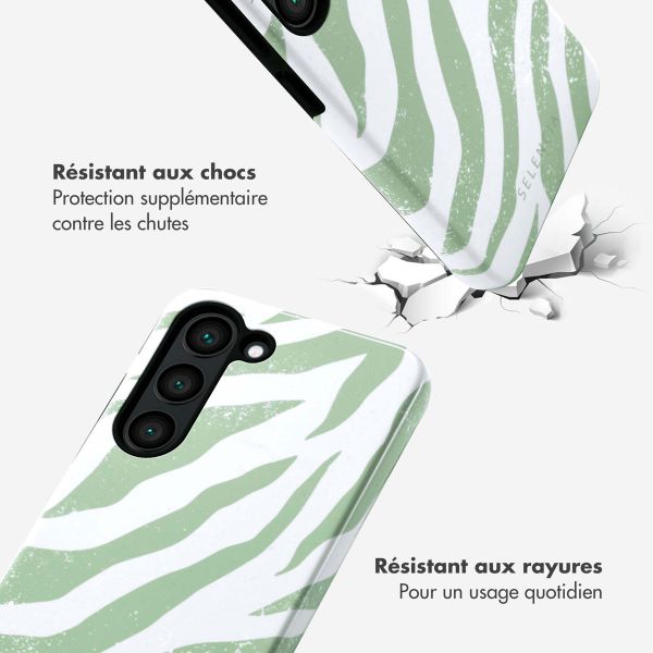 Selencia Coque arrière Vivid Samsung Galaxy S23 - Colorful Zebra Sage Green